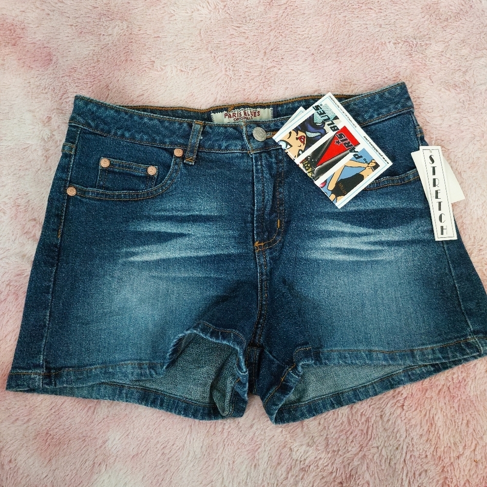 Vintage Y2K Paris Blues Mid Rise Blue Jean Denim Short Size‎ 11 NWT